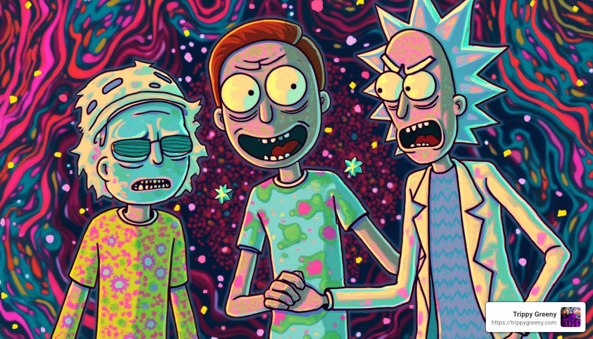 rick and morty bicycle art blotter lsd